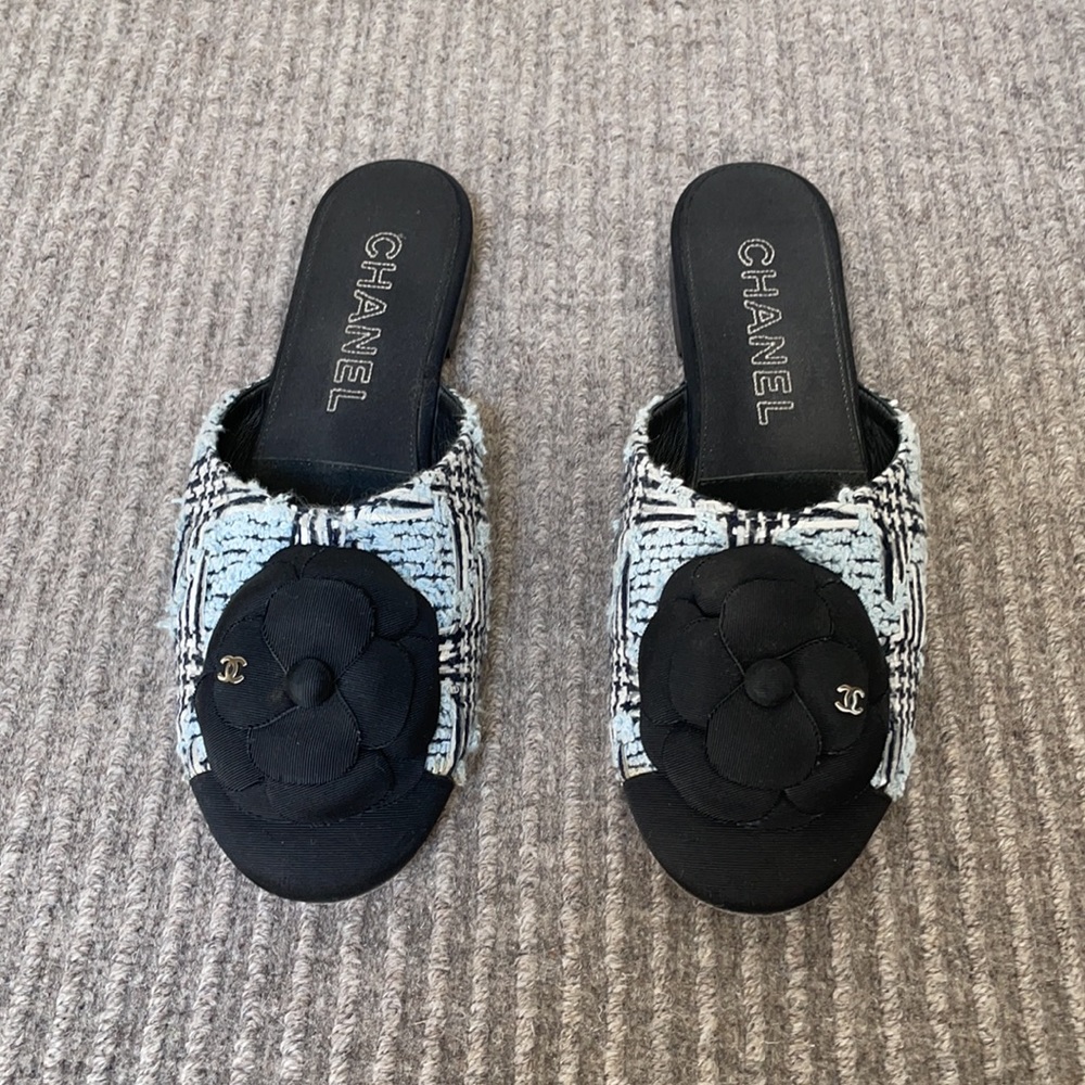 Chanel Tweed Camilla Flat Mules
